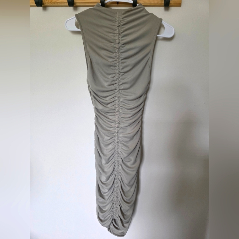 Elegant Ruched Gray Dress Sz XS